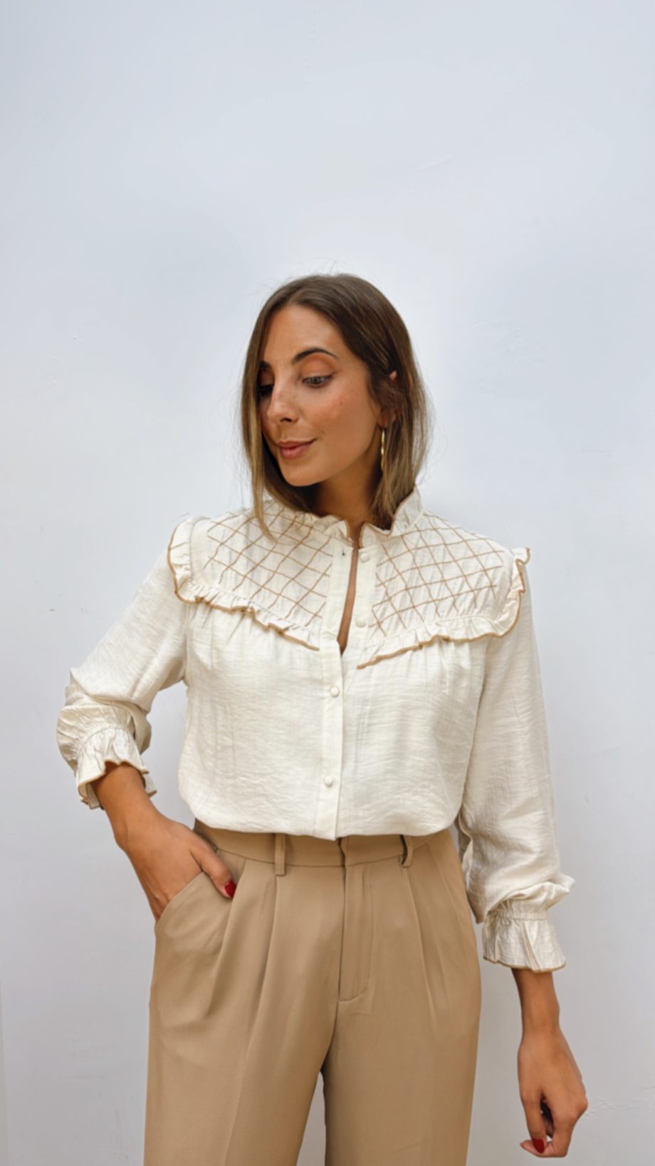 Blusa Combinada Beige