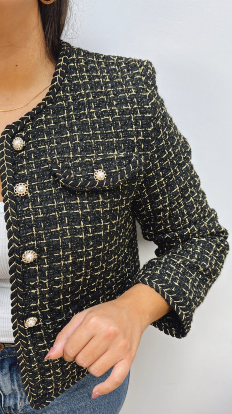Chaqueta Tweed Negro