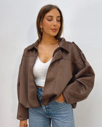 Chaqueta Bomber Ante Chocolate