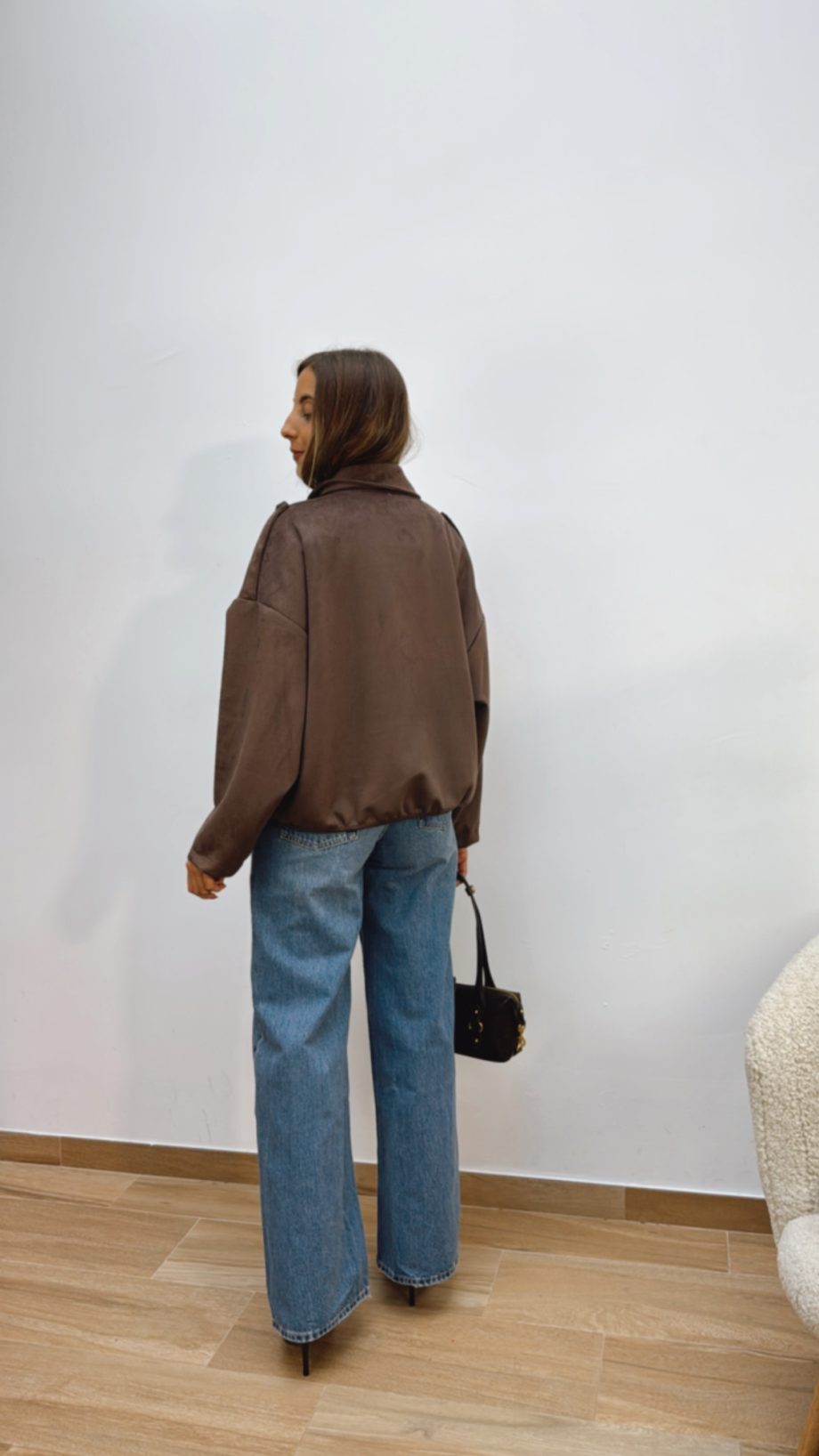 Chaqueta Bomber Ante Chocolate