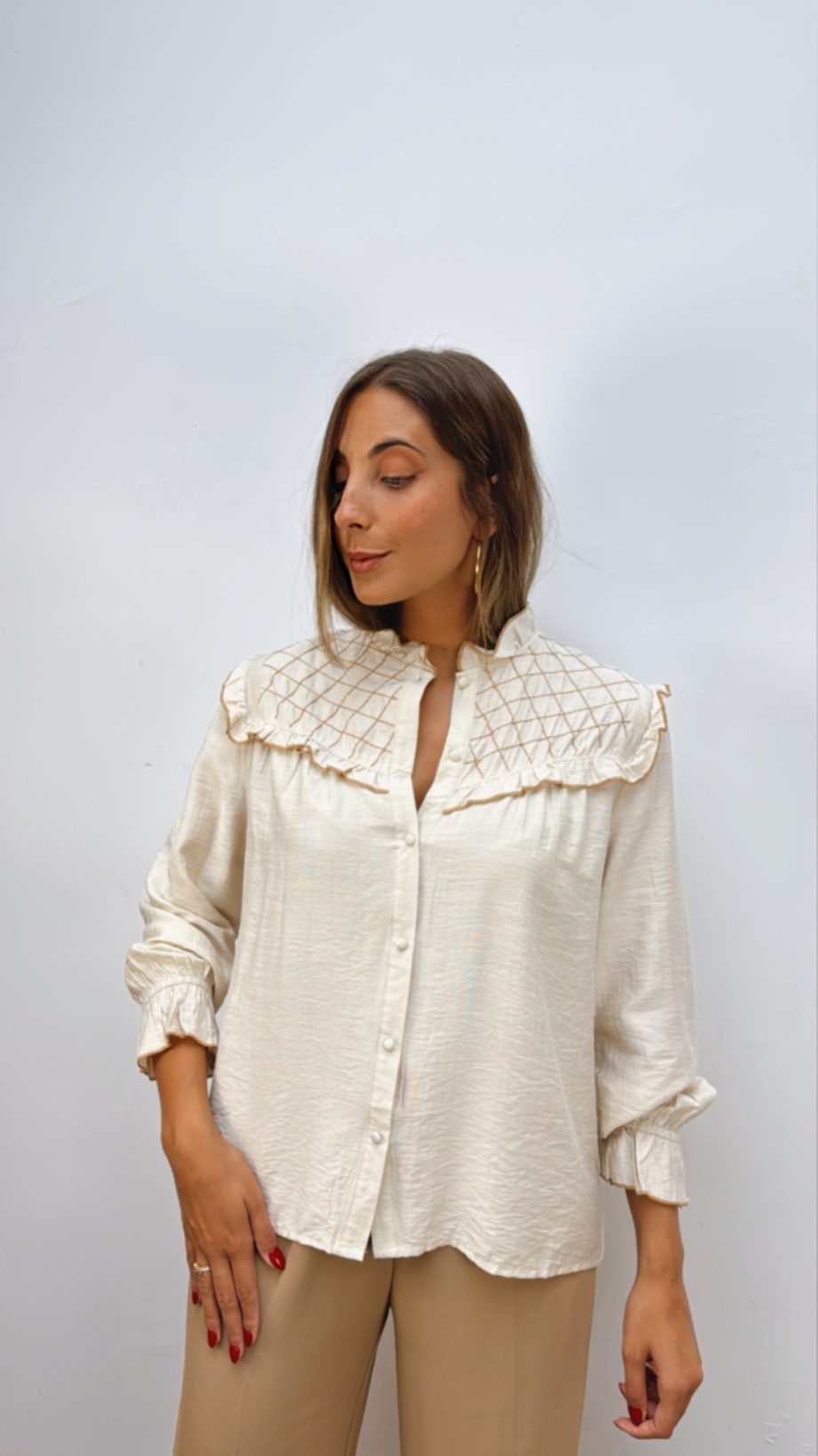 Blusa Combinada Beige