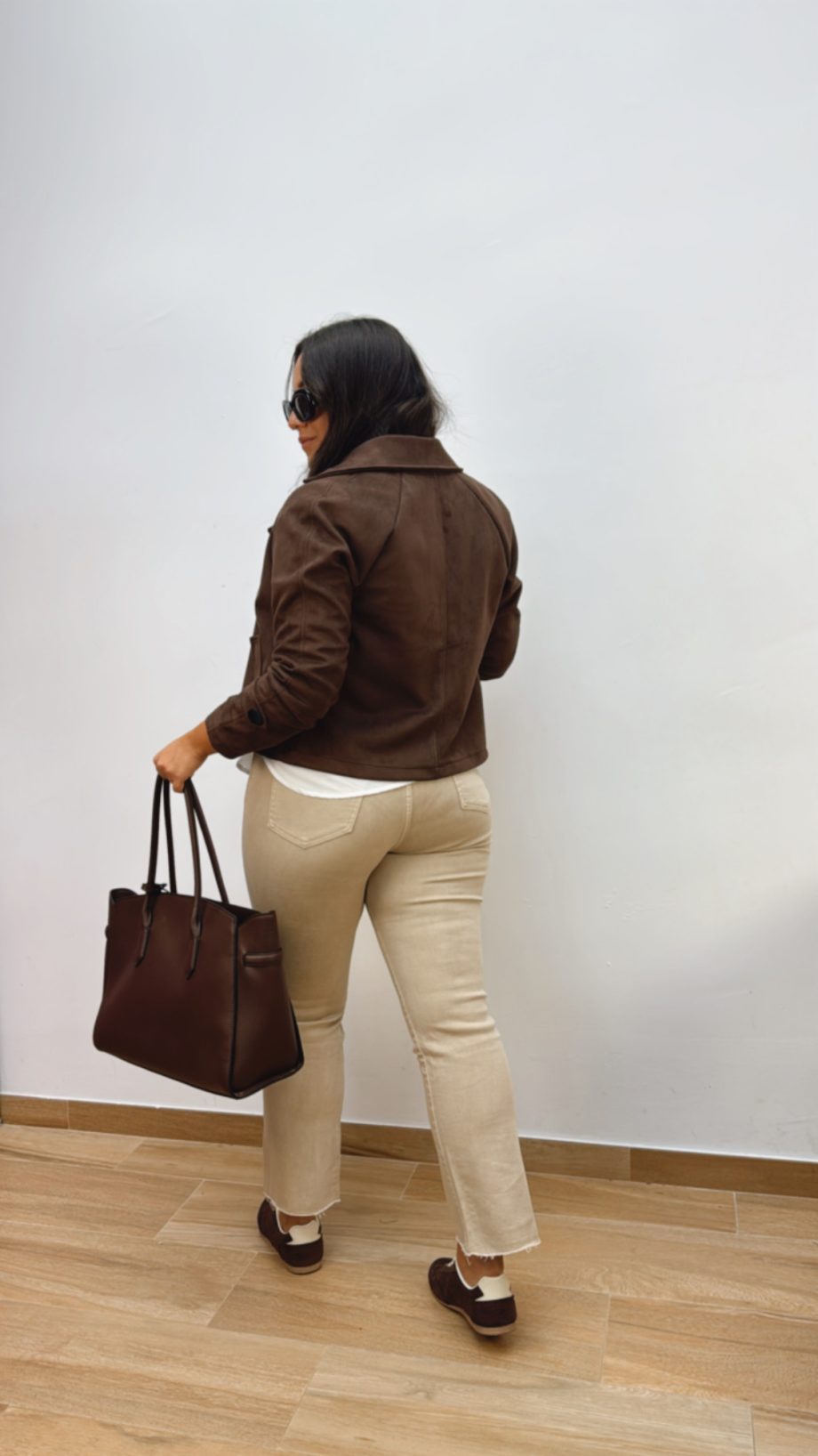 Chaqueta Efecto Ante Chocolate