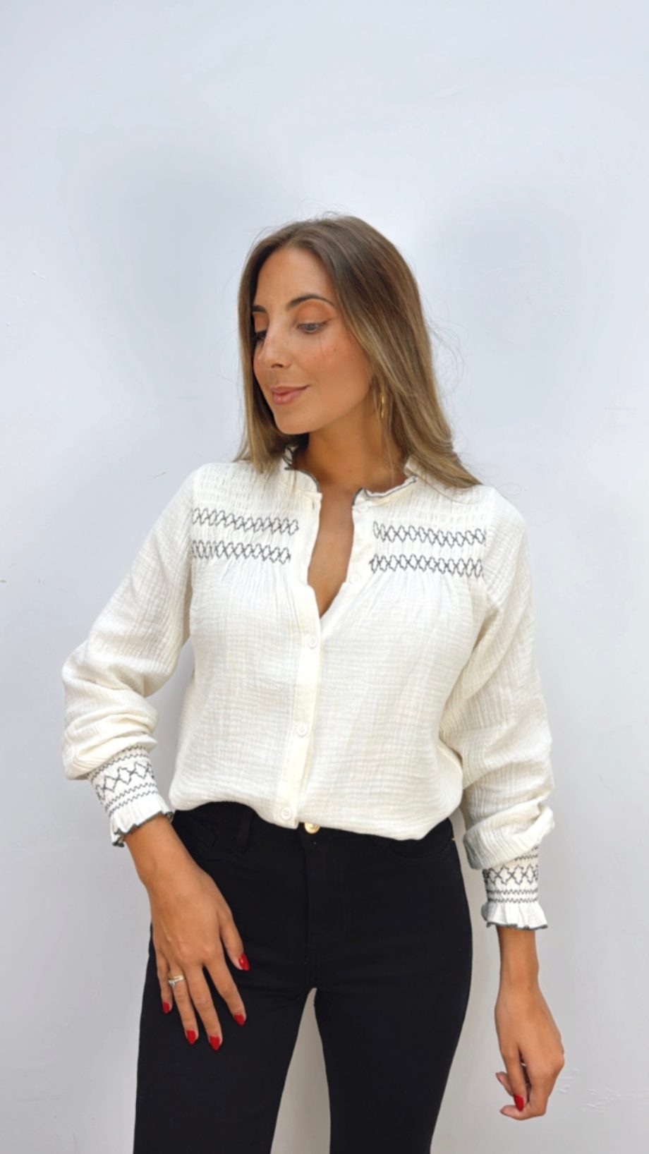 Blusa Margot Beige & negro