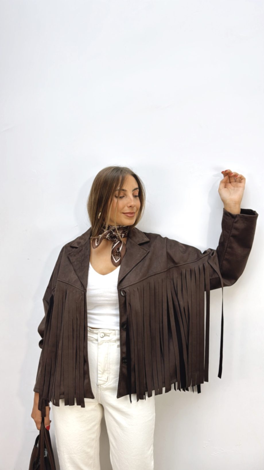 Chaqueta Flecos choco