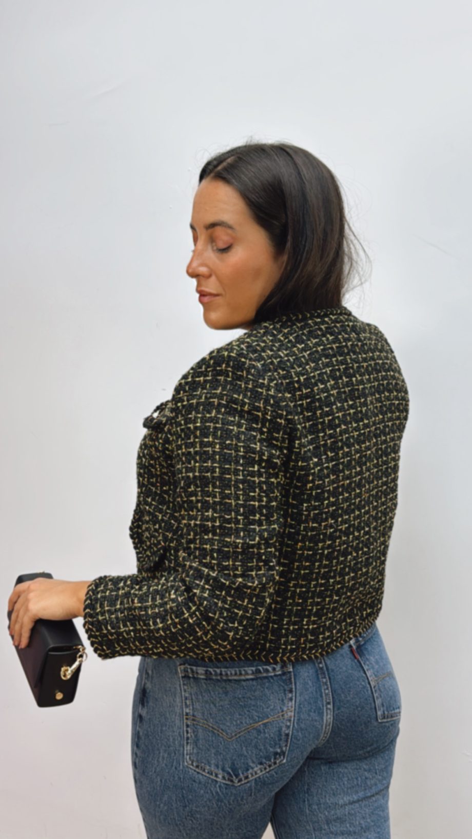 Chaqueta Tweed Negro