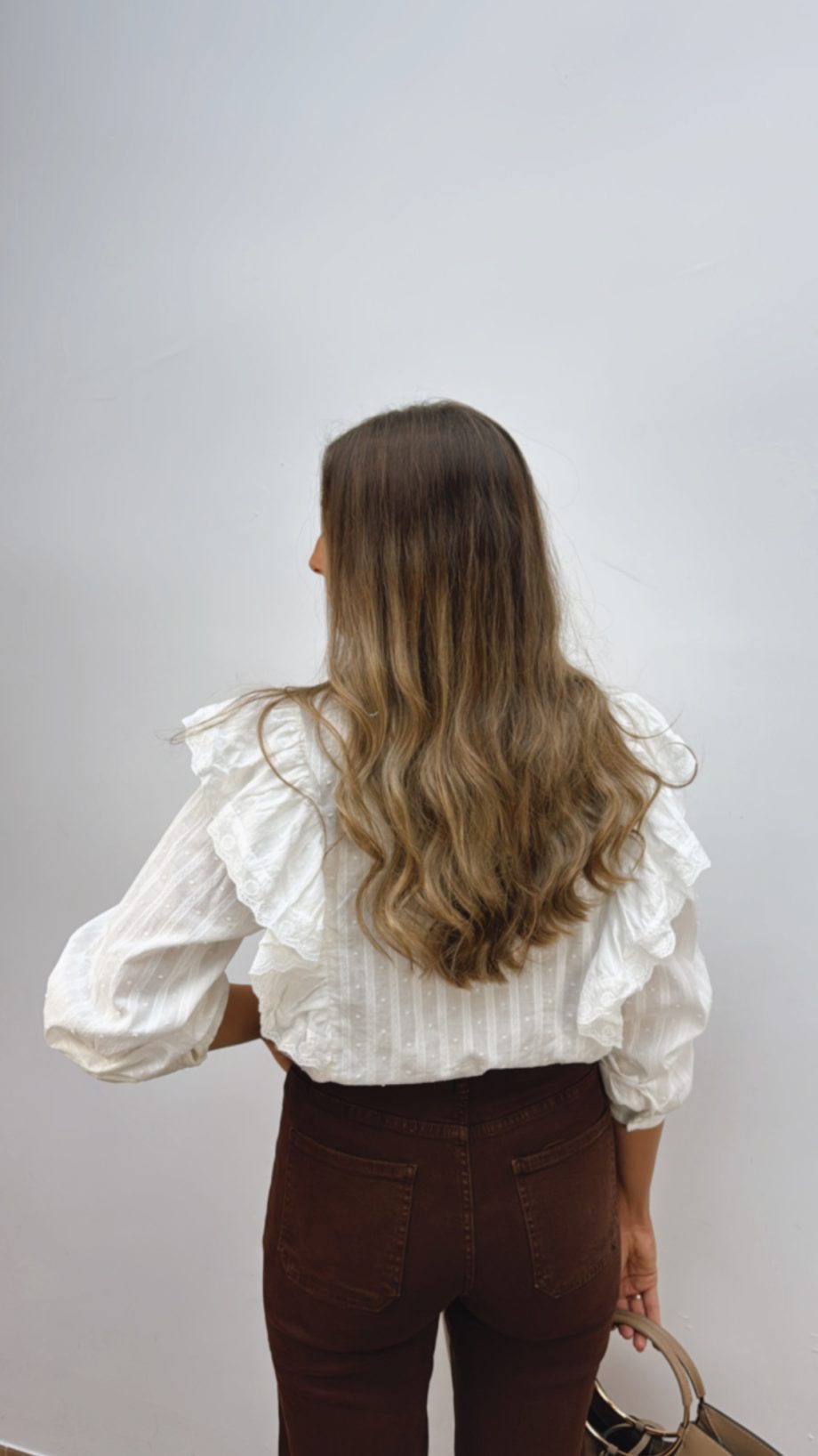 Blusa Volante Blanca Plumeti