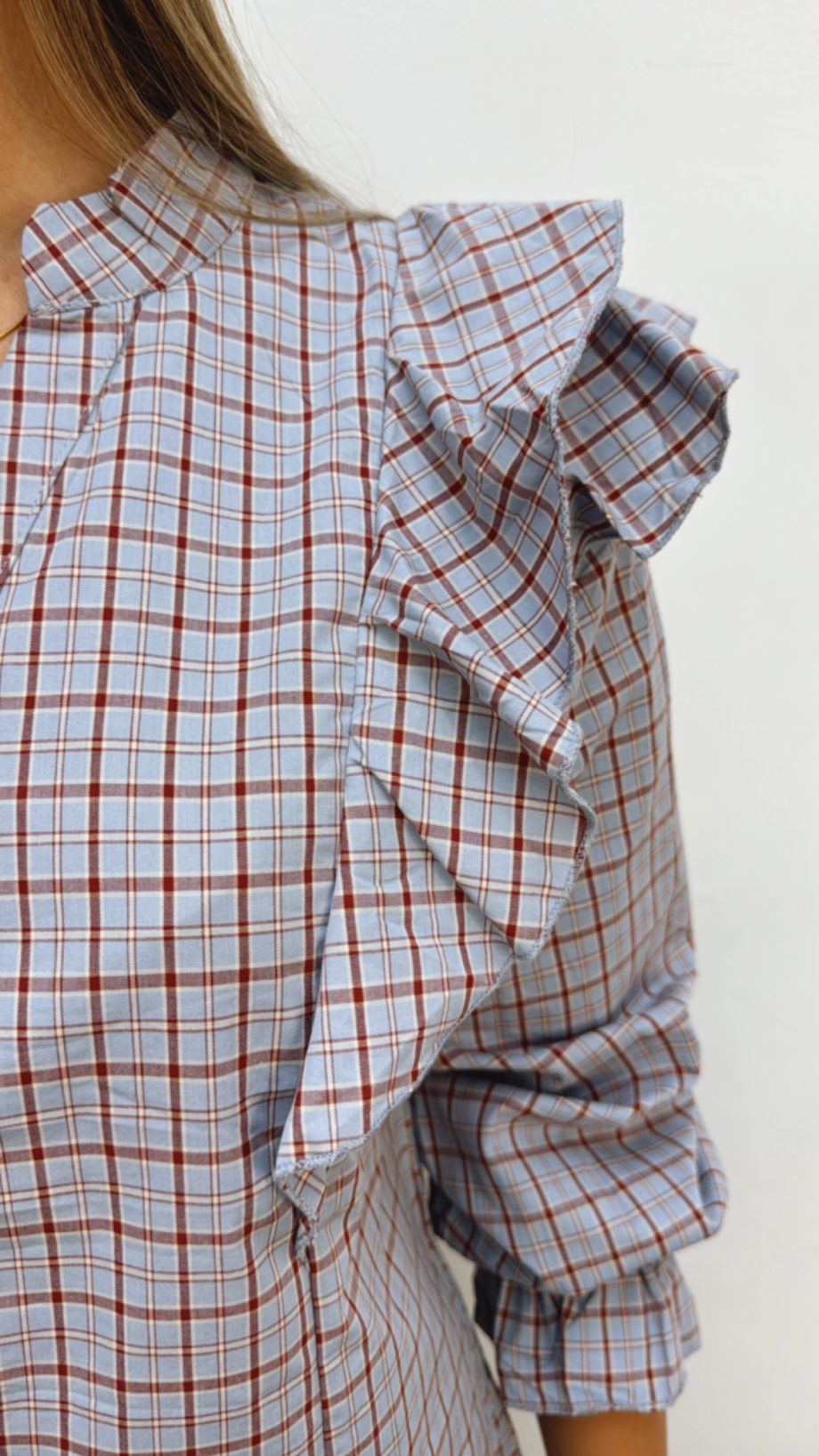 Blusa Cuadros Burdeos