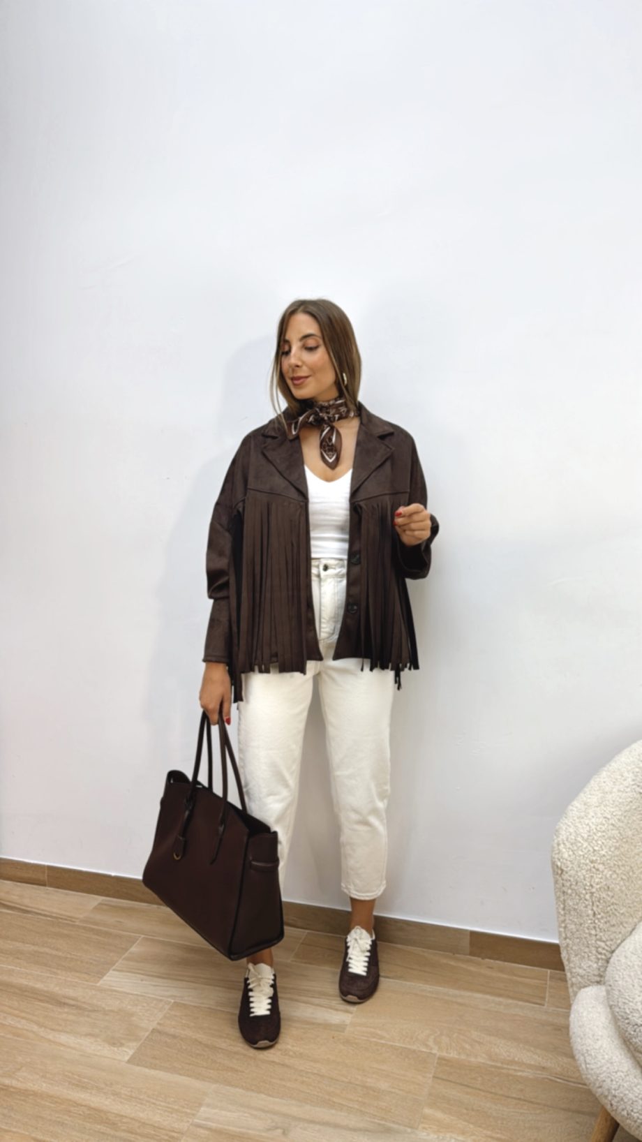 Chaqueta Flecos choco