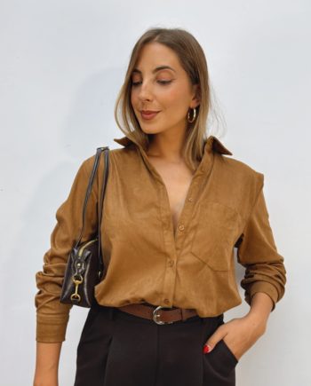 Camisa Efecto Ante Camel
