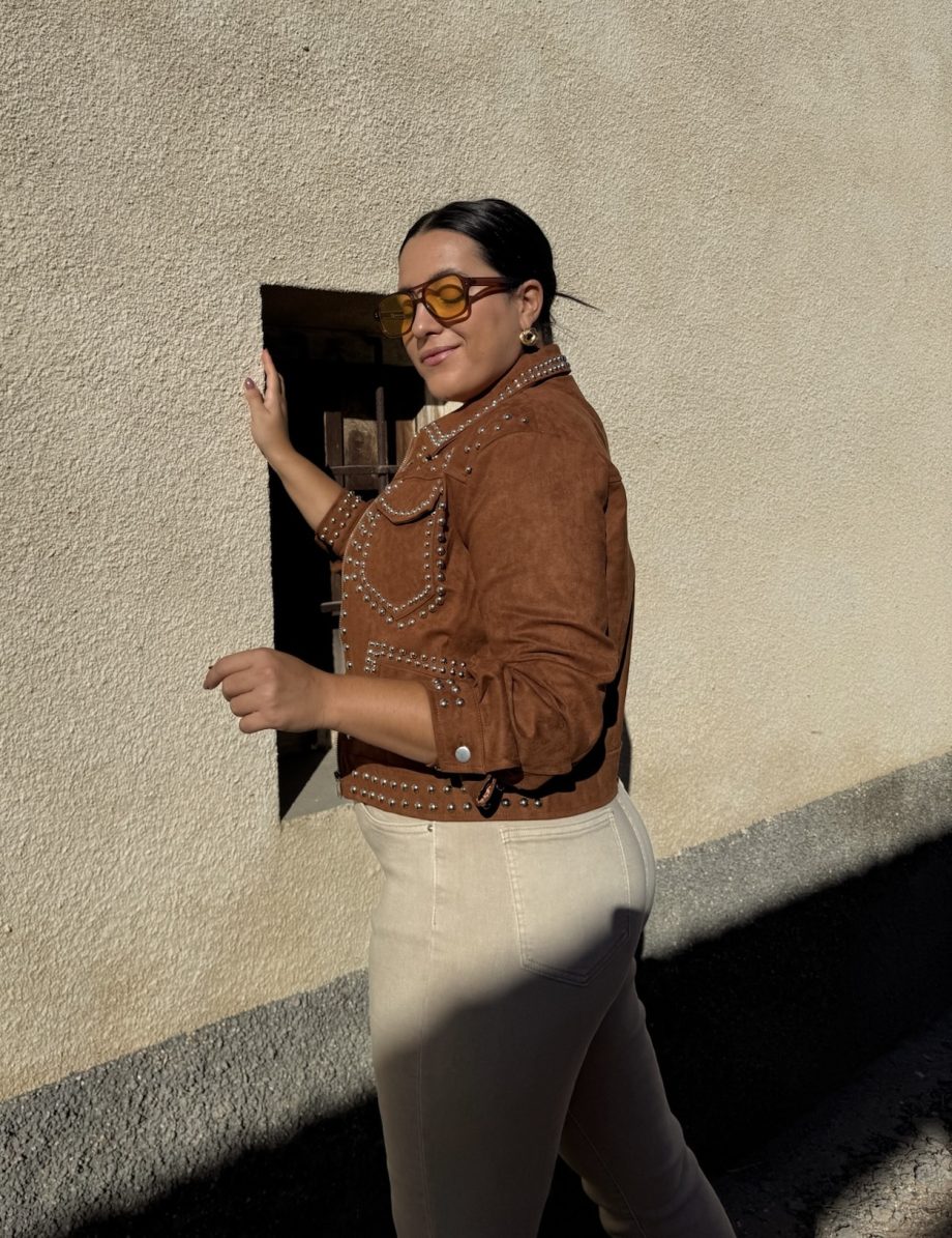 Chaqueta Ante Tachas Camel