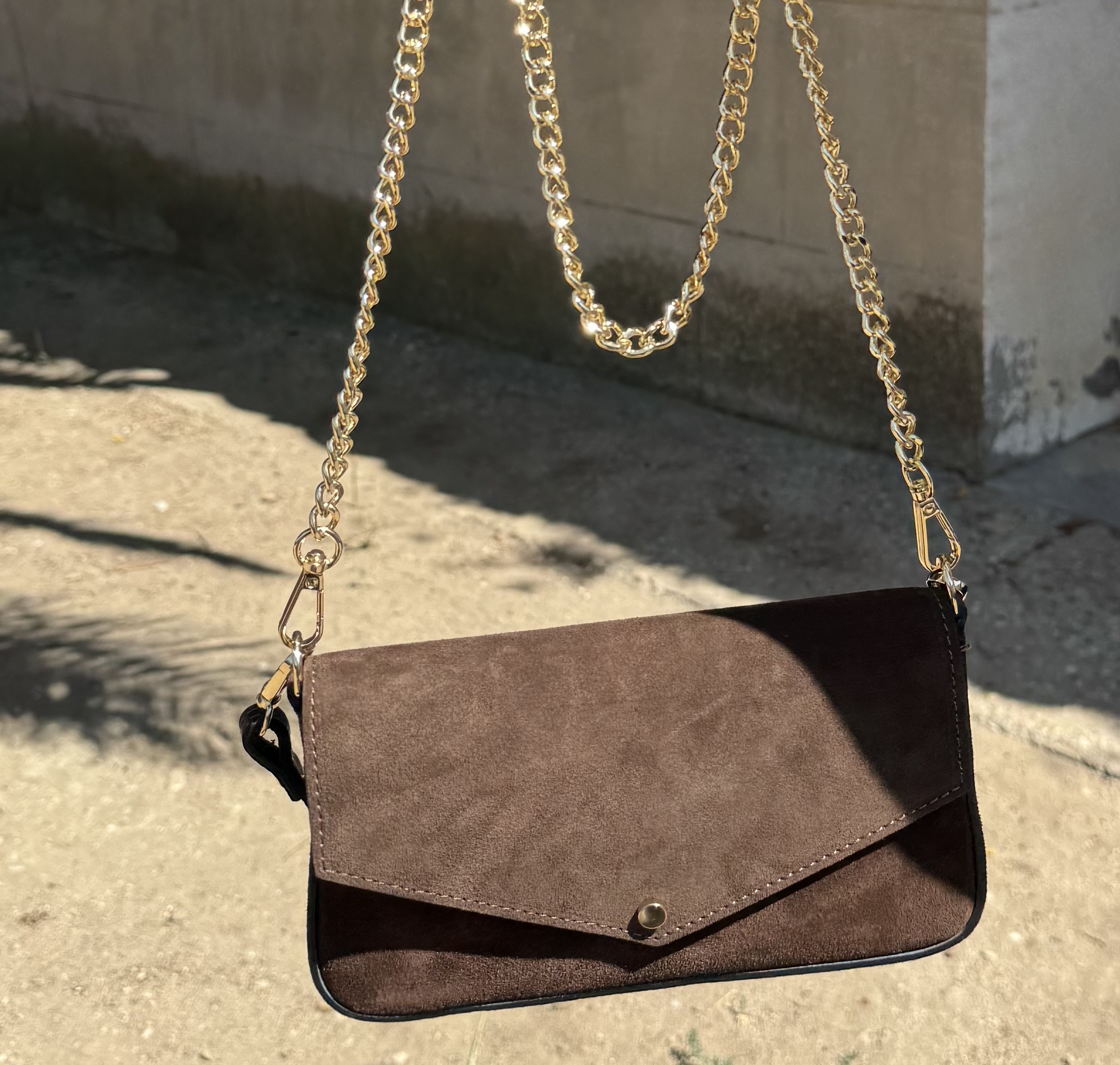 Bolso Piel Ante Chocolate