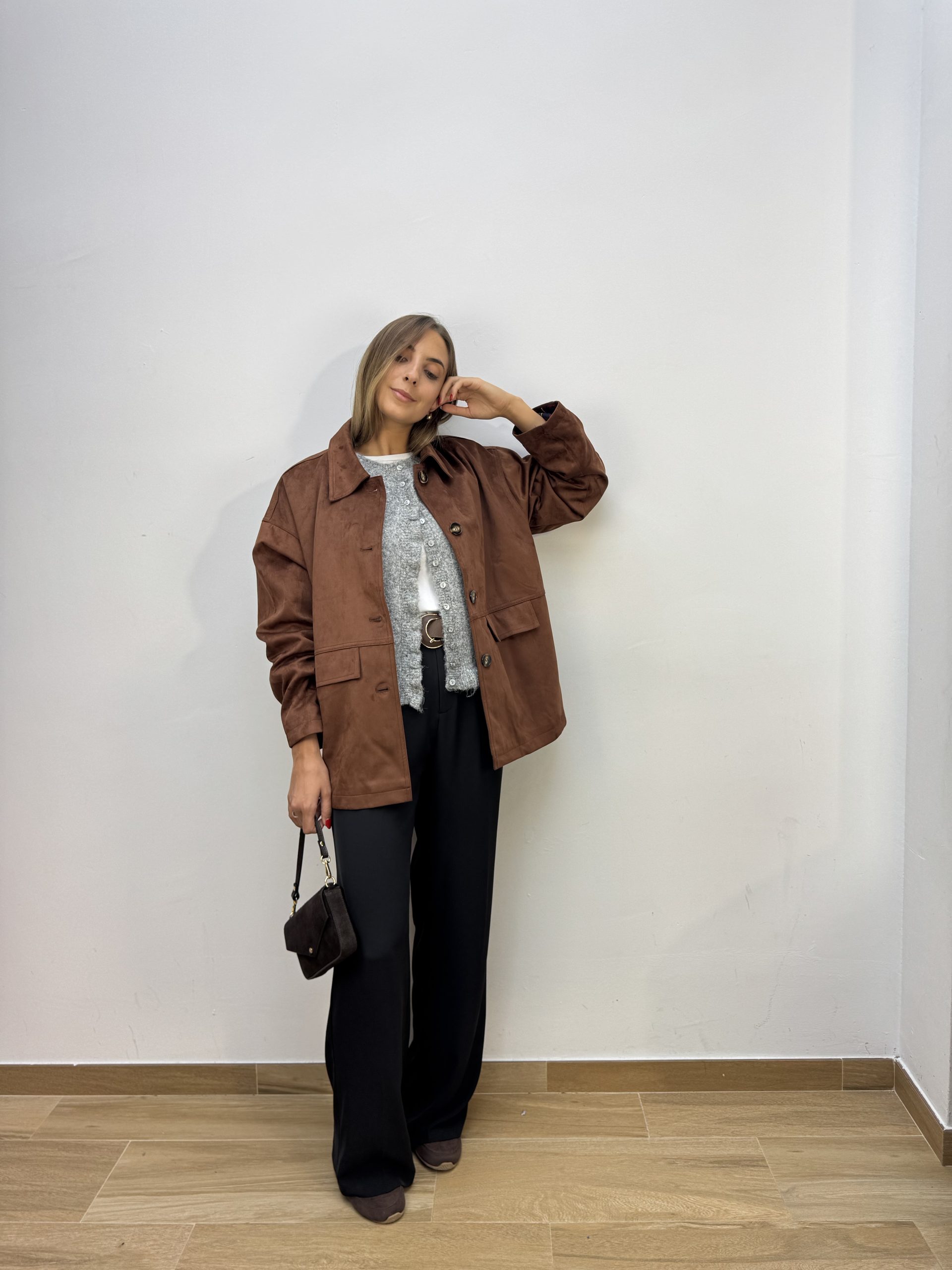 Chaqueta Ante Chocolate Combinada