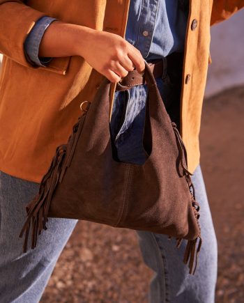 Bolso Chocolate Flecos Piel