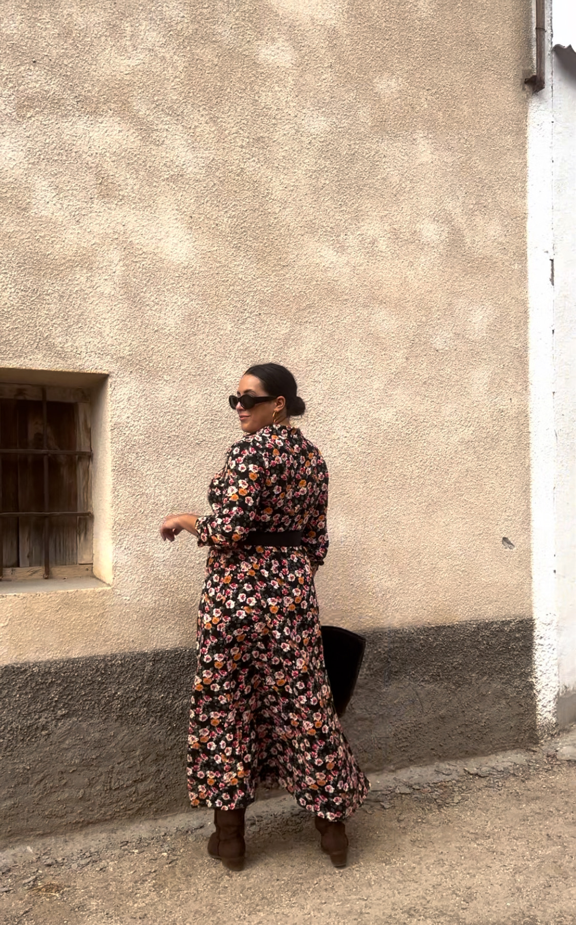 Vestido Camisero Flor Negro