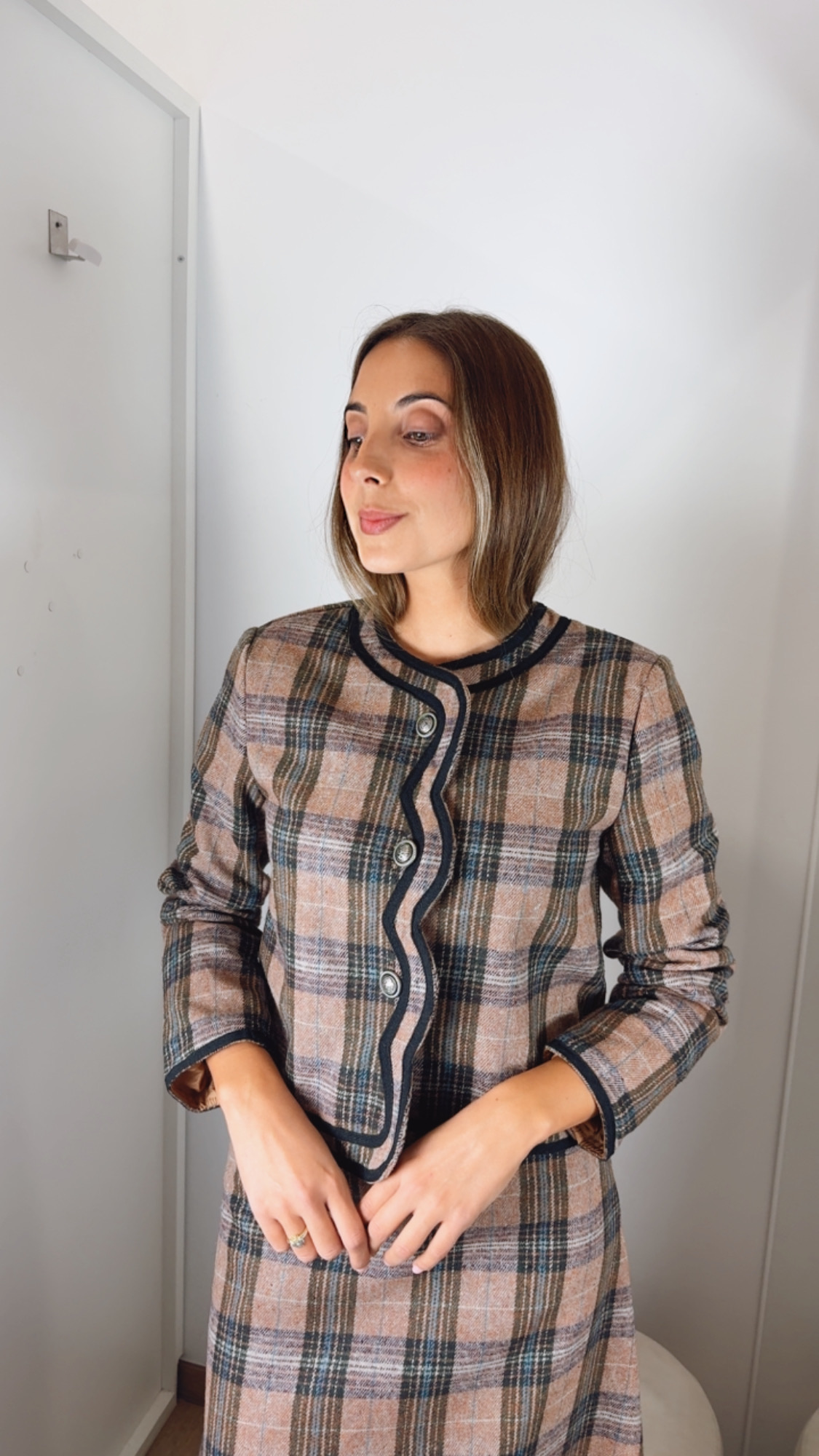 Chaqueta Cuadros Gladys Camel