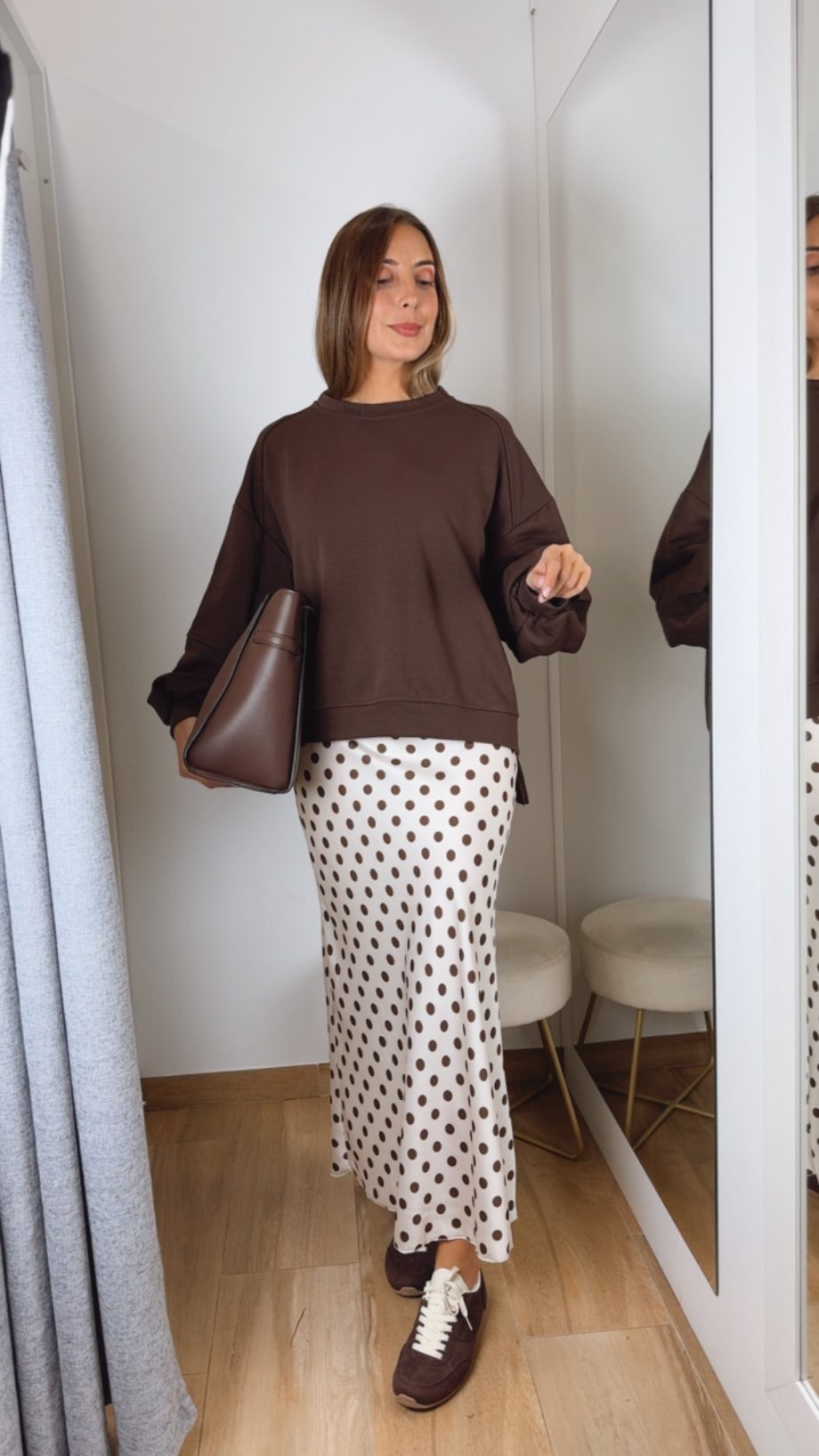 Falda Topos Beige