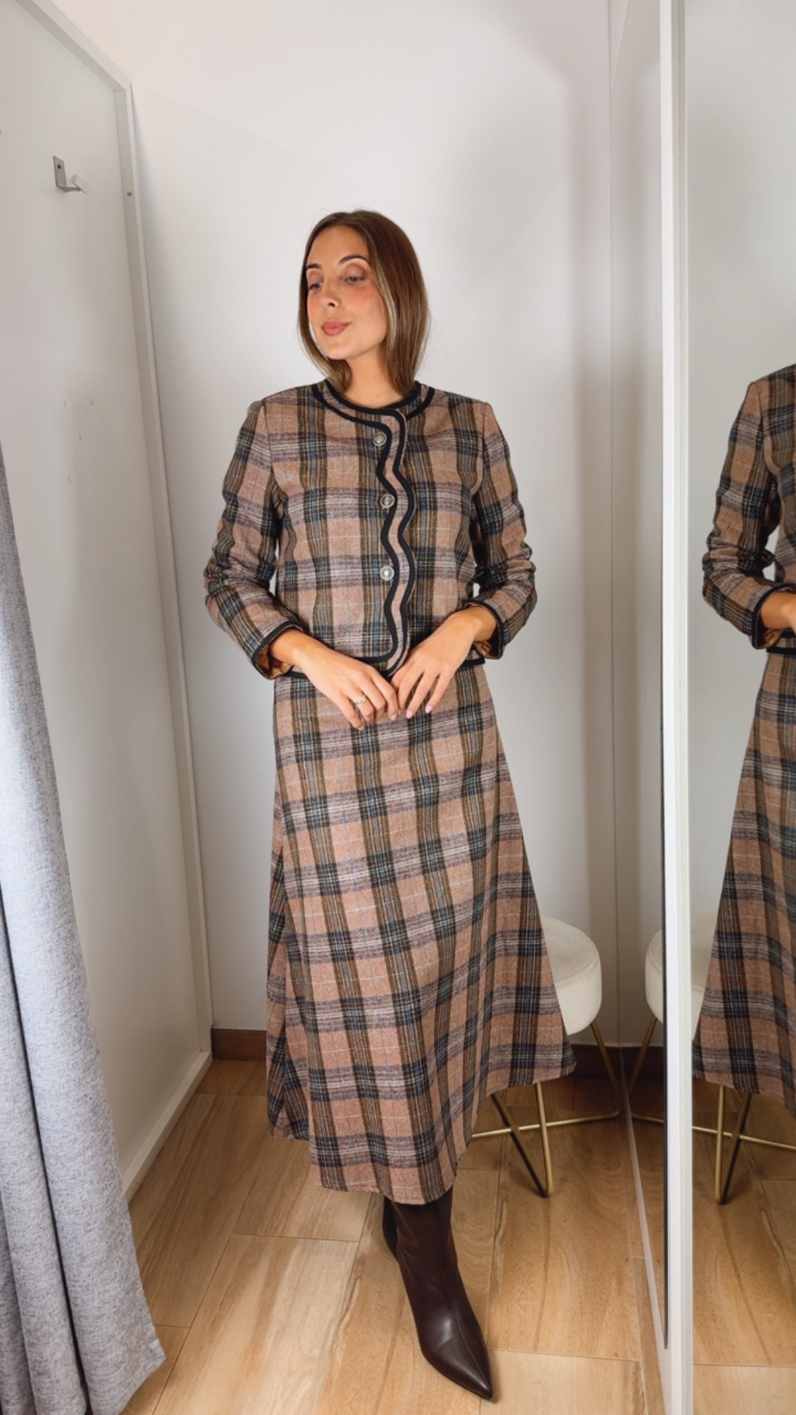 Falda Cuadros Gladys Camel