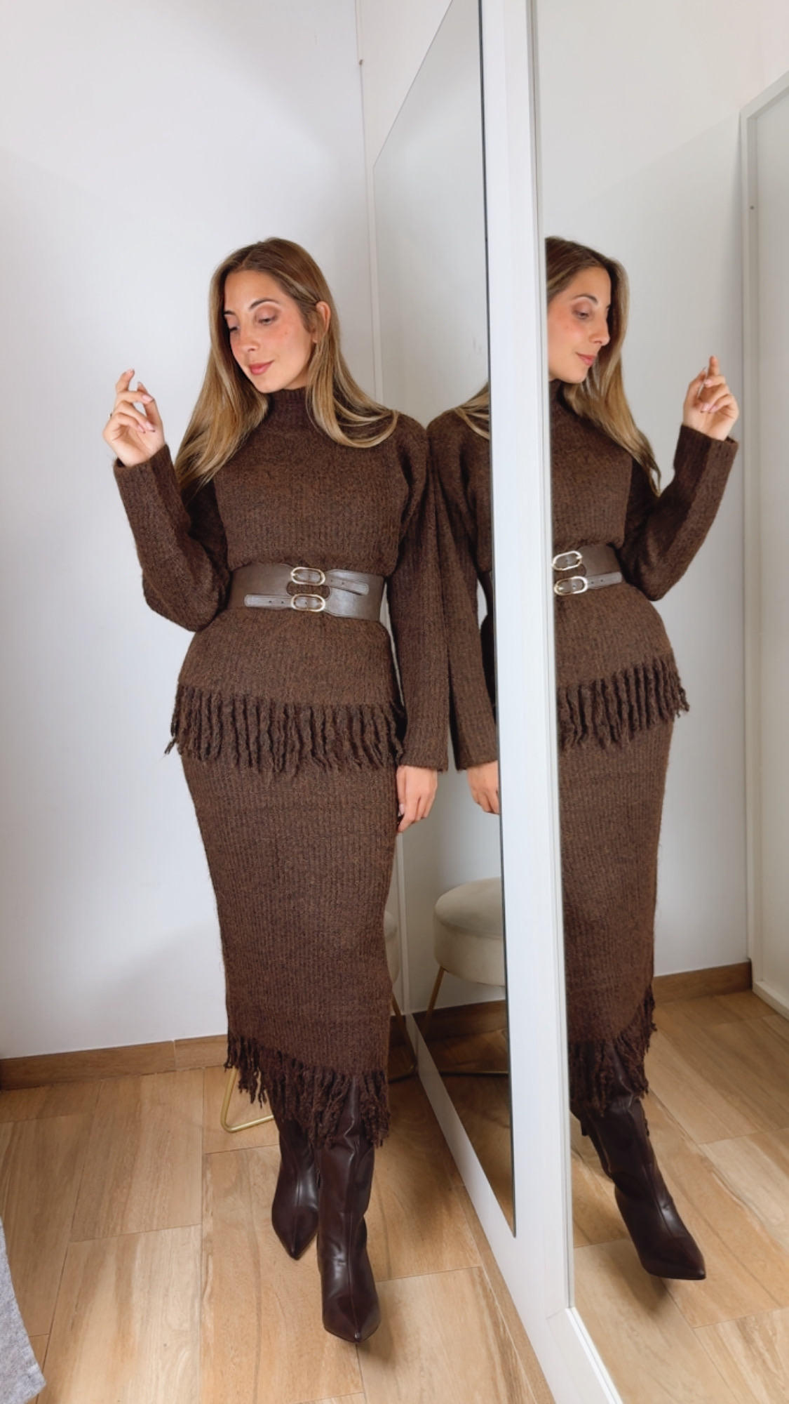 Conjunto Punto Marrón Chocolate