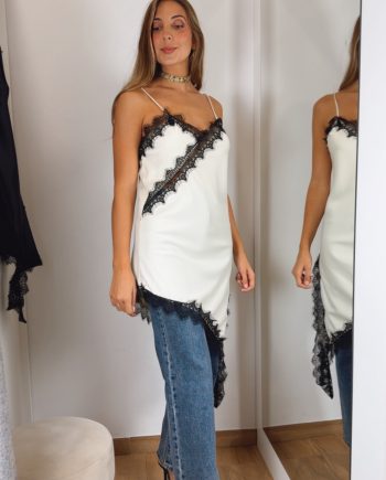 Top Lencero Combinado Crudo & Negro