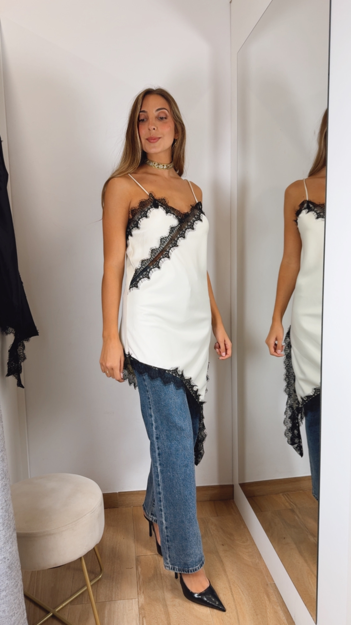 Top Lencero Combinado Crudo & Negro