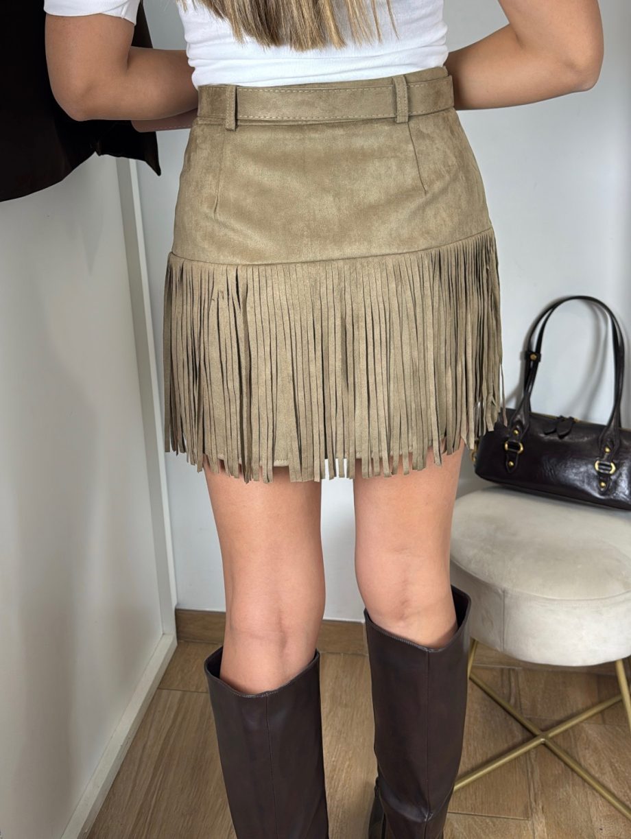 Falda Pantalón Flecos Taupe
