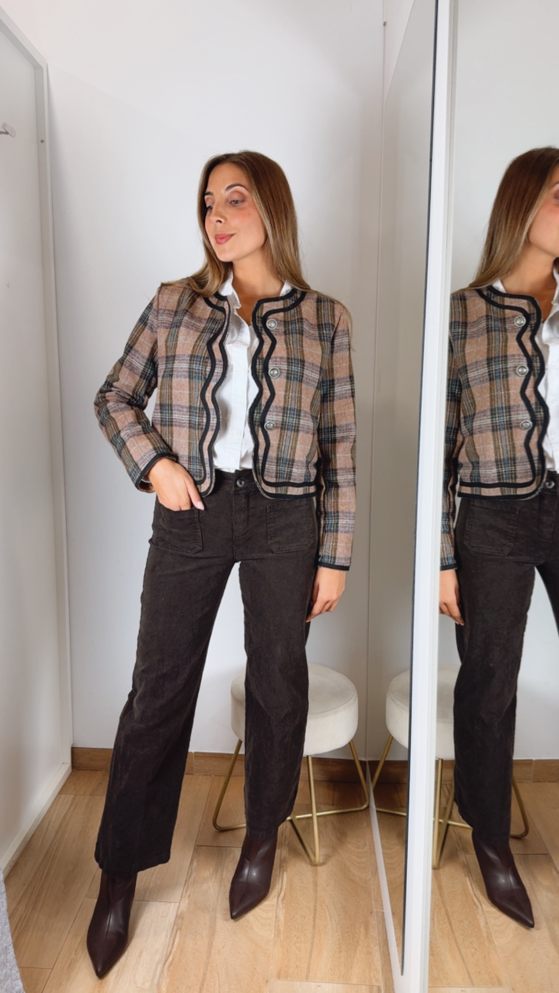 Chaqueta Cuadros Gladys Camel