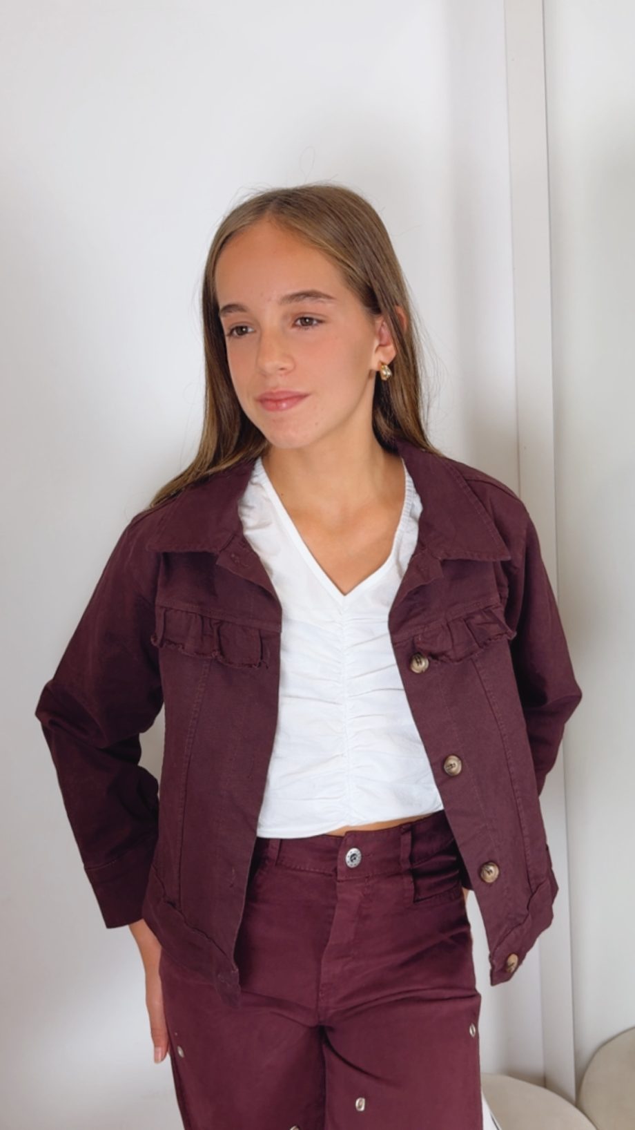 Chaqueta Volante Burdeos