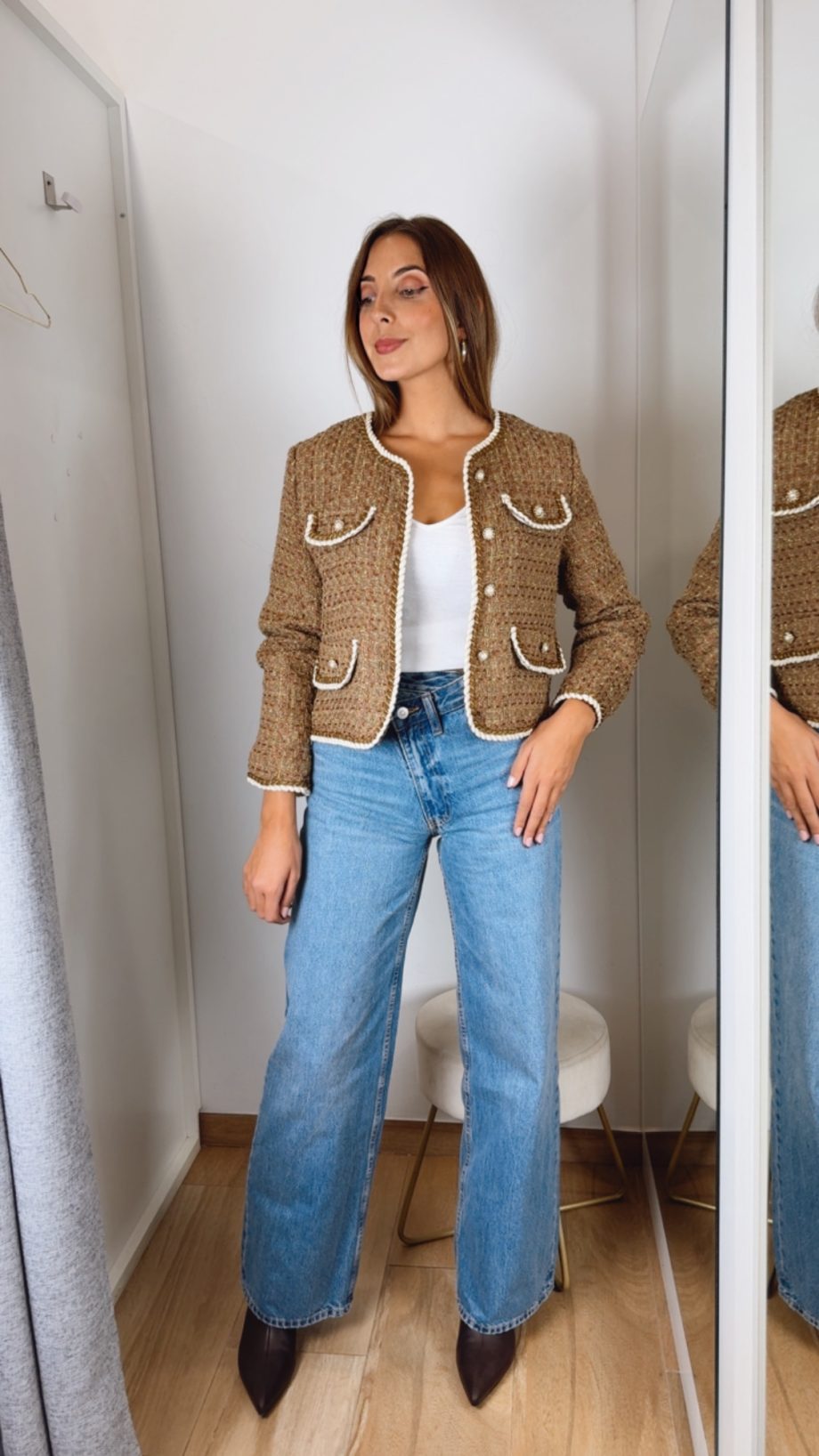 Chaqueta Tweed Camel