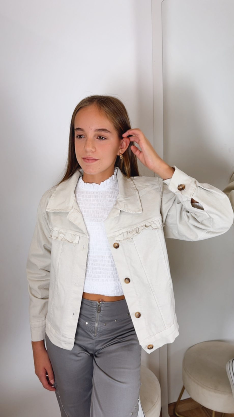 Chaqueta Volante Beige