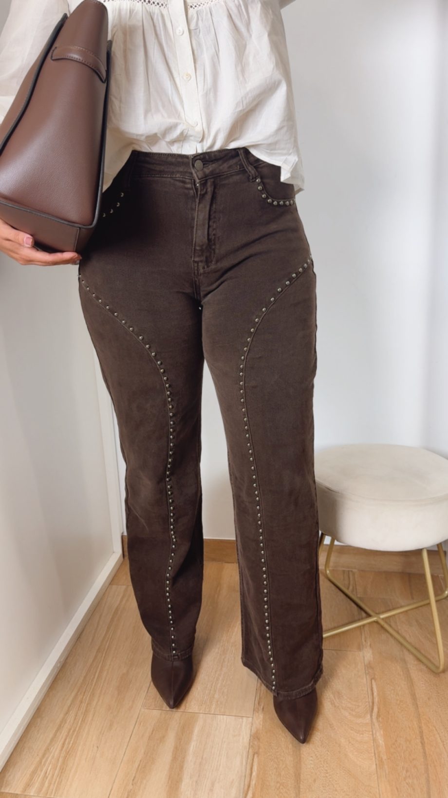Jeans Tachas Chocolate N50