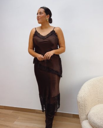 Falda Lencera Satinada Chocolate