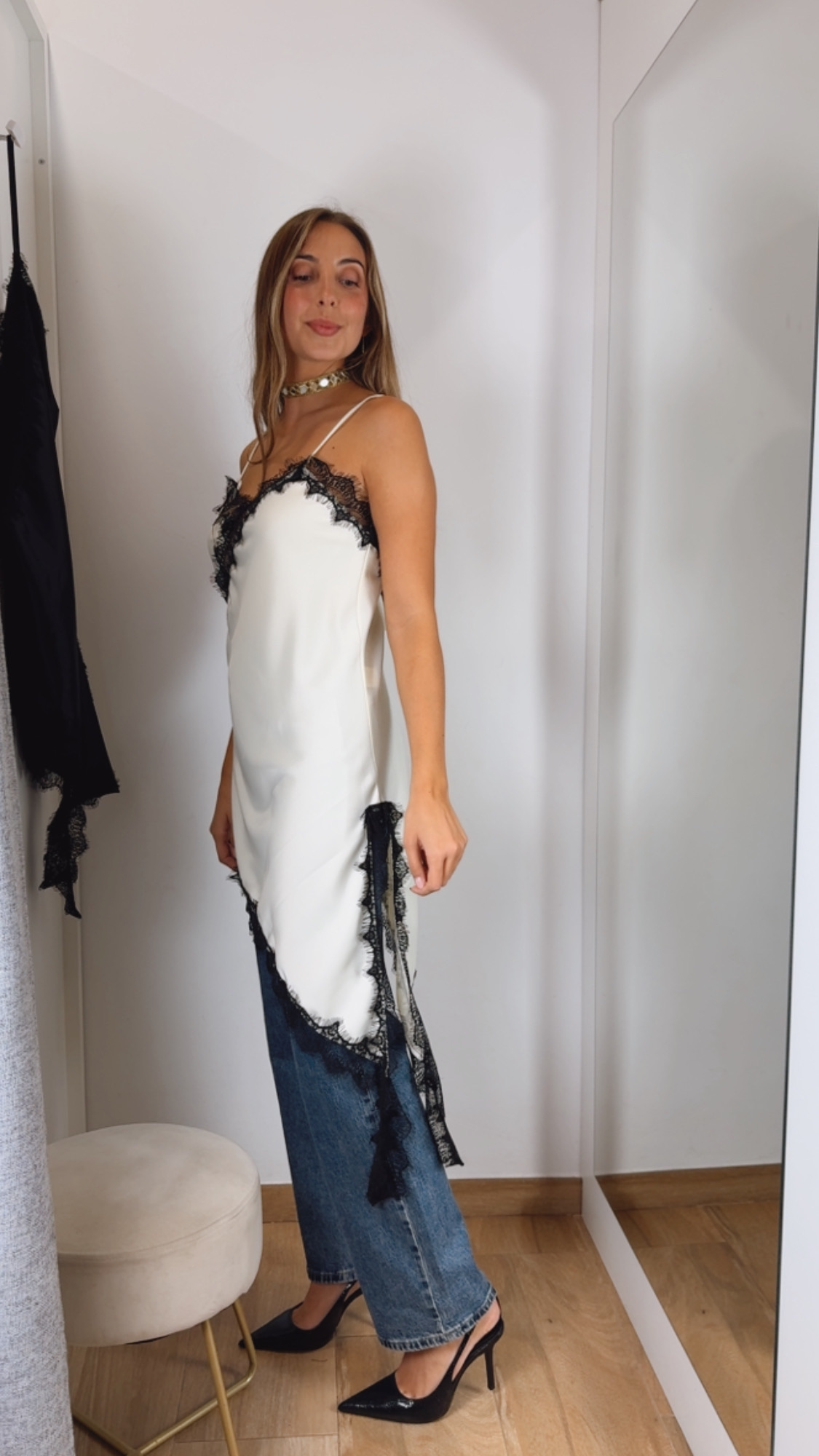 Top Lencero Combinado Crudo & Negro