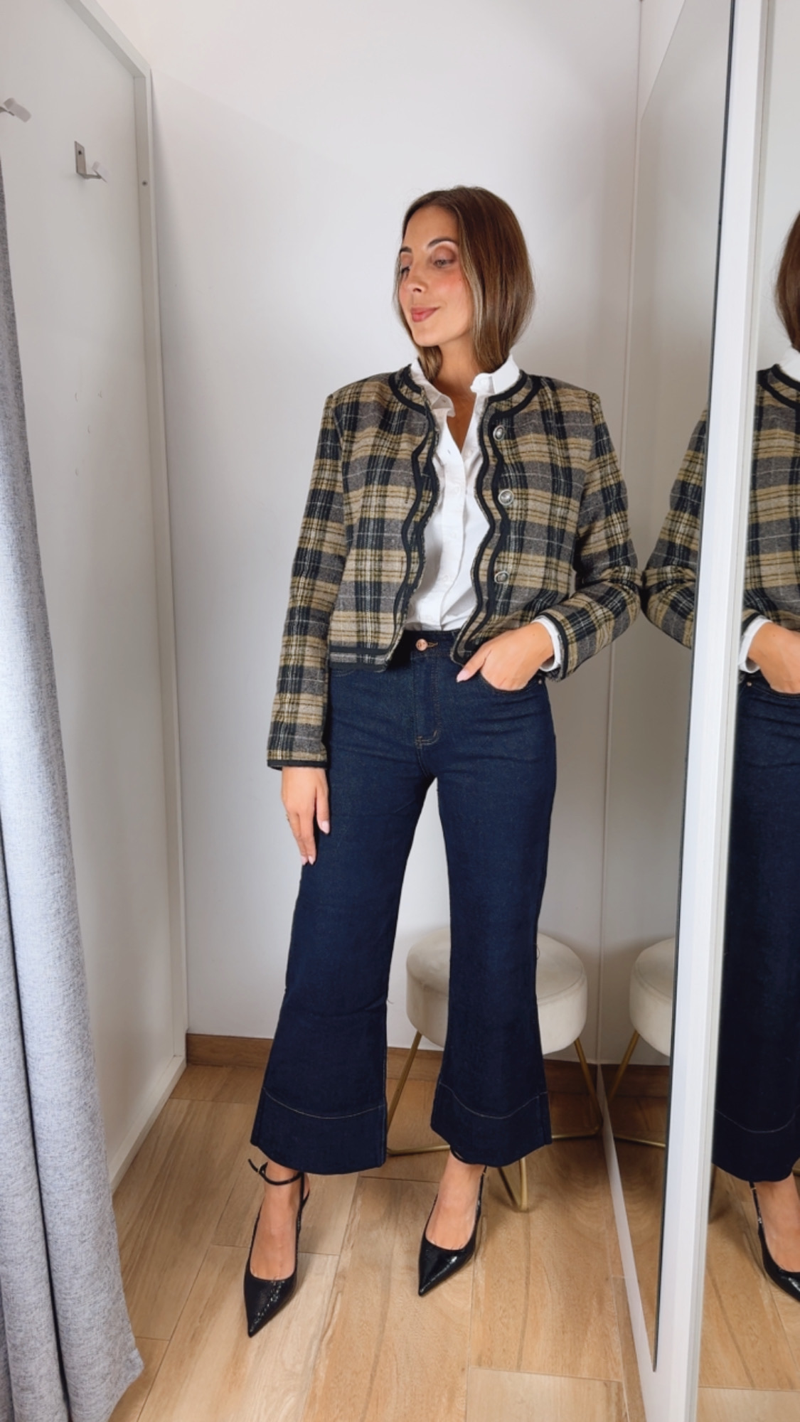 Chaqueta Cuadros Gladys Camel