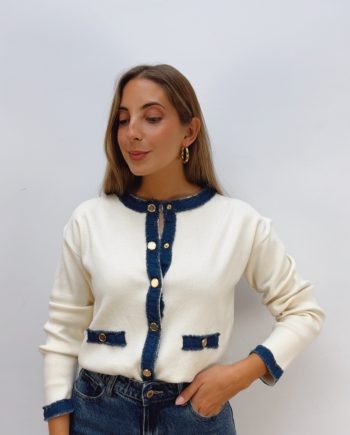 Chaqueta Punto Combinada Denim Crudo