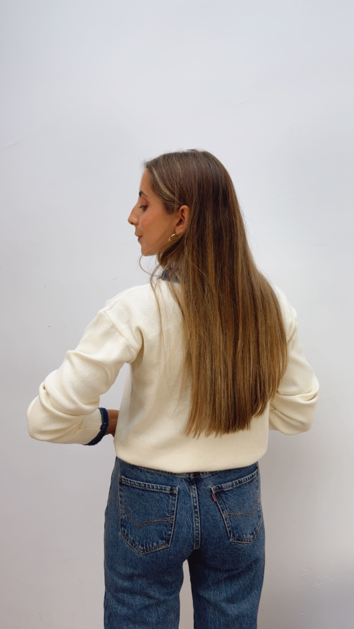 Chaqueta Punto Combinada Denim Crudo