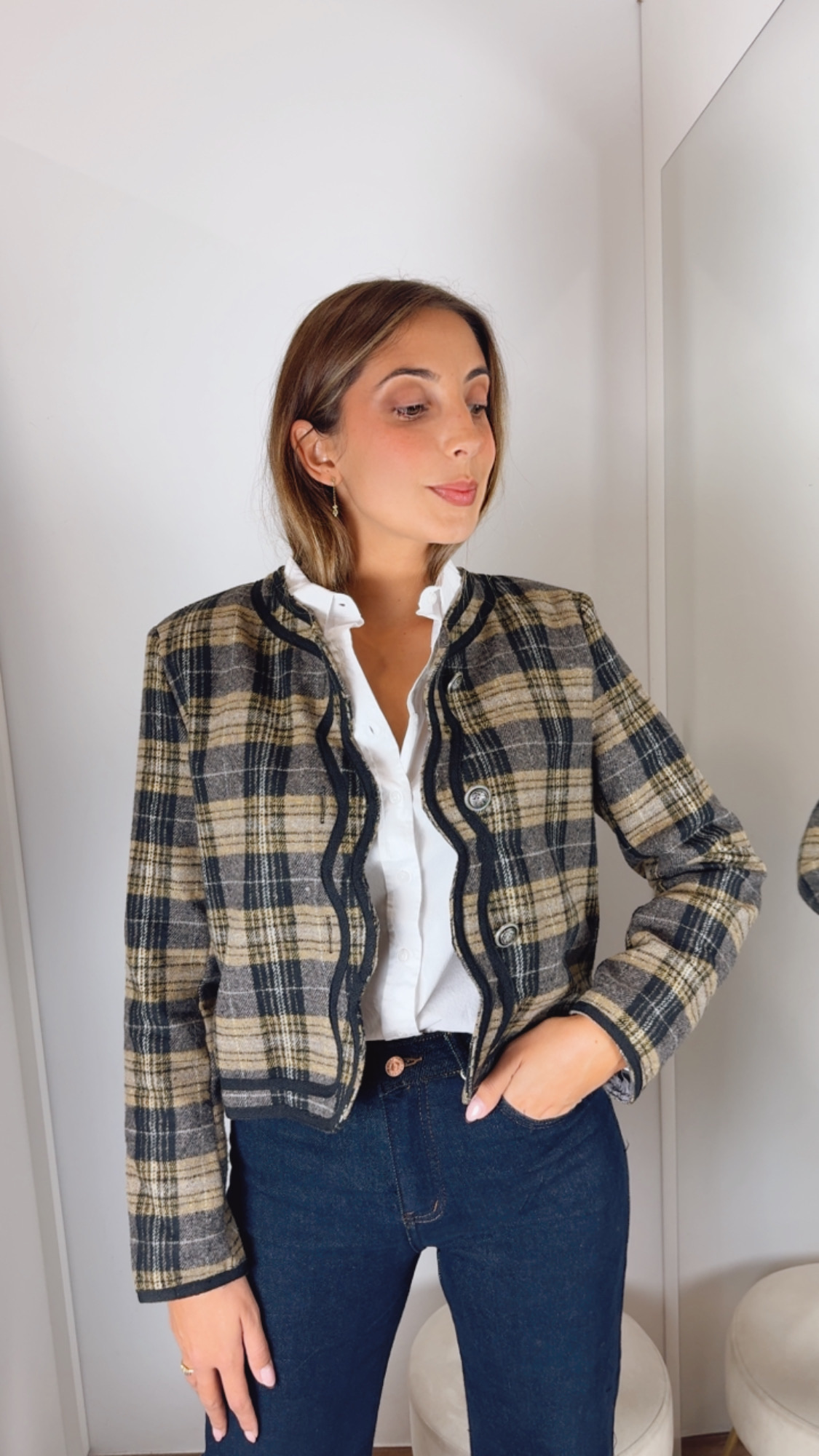 Chaqueta Cuadros Gladys Verdosa