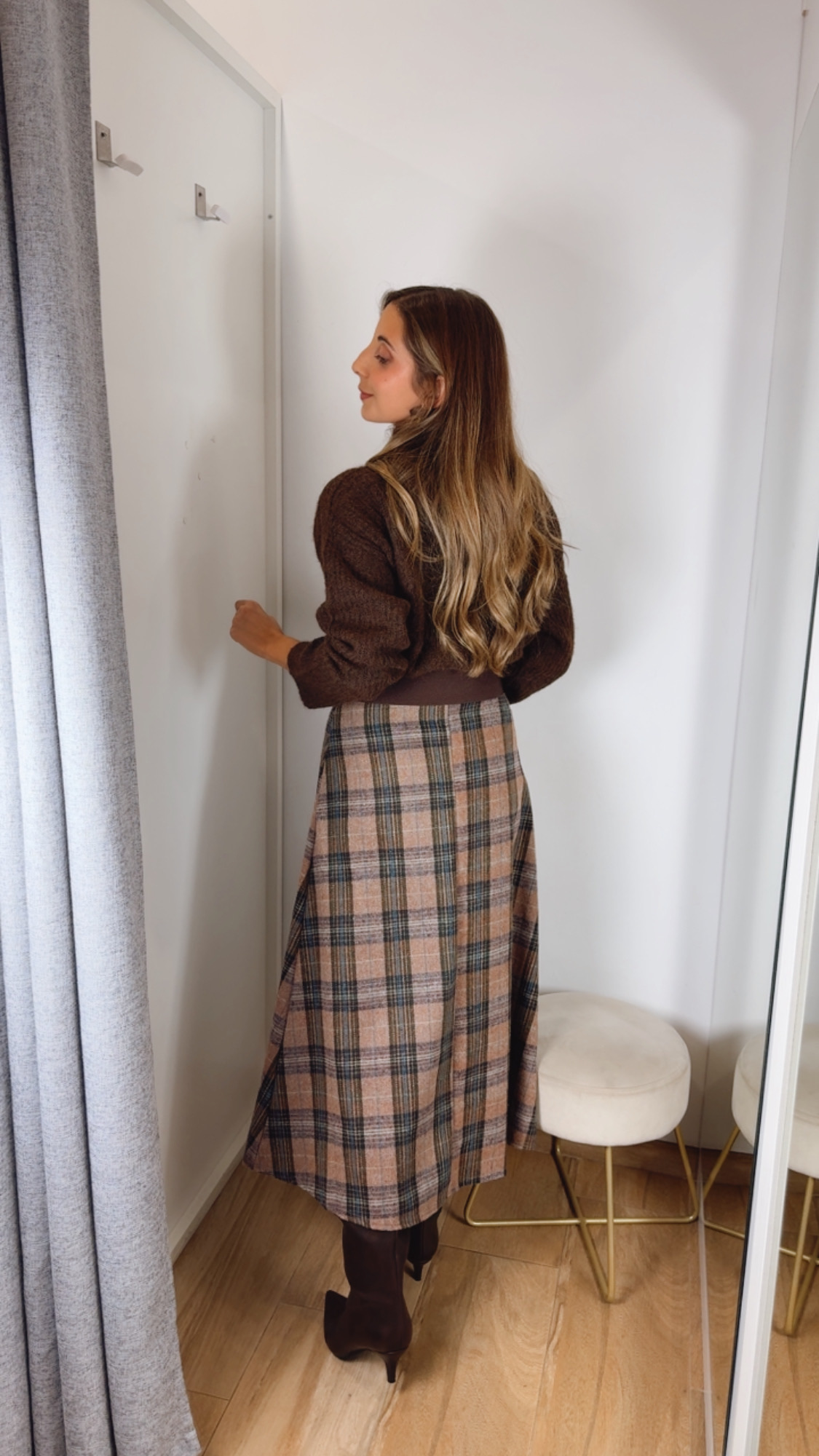 Falda Cuadros Gladys Camel