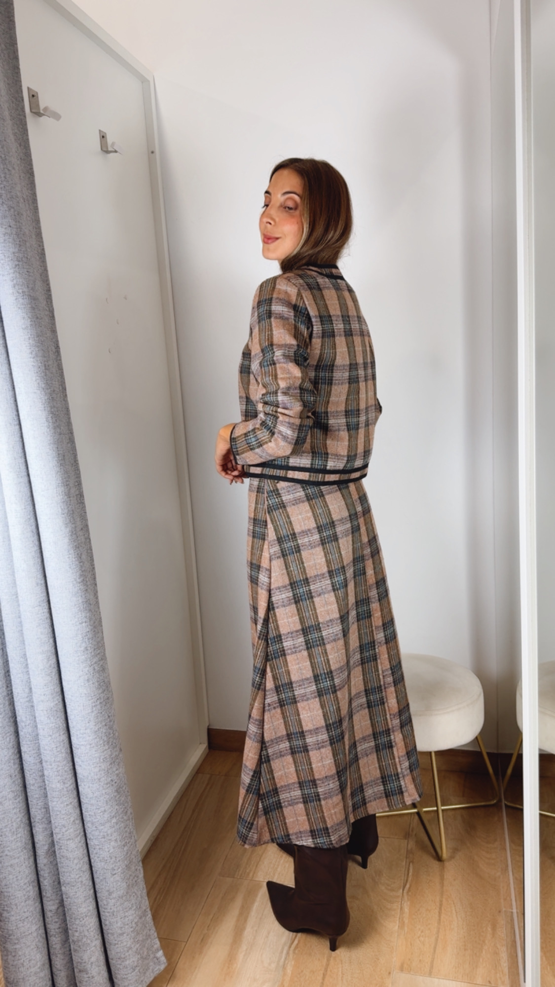 Falda Cuadros Gladys Camel