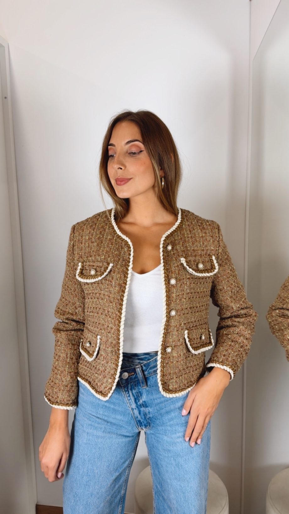 Chaqueta Tweed Camel