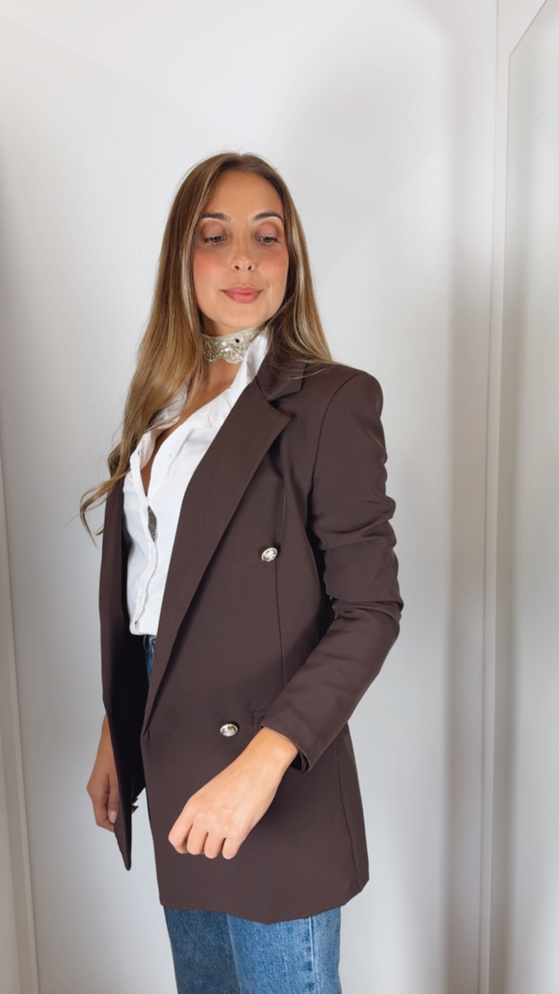 Blazer Doble Botonadura Chocolate