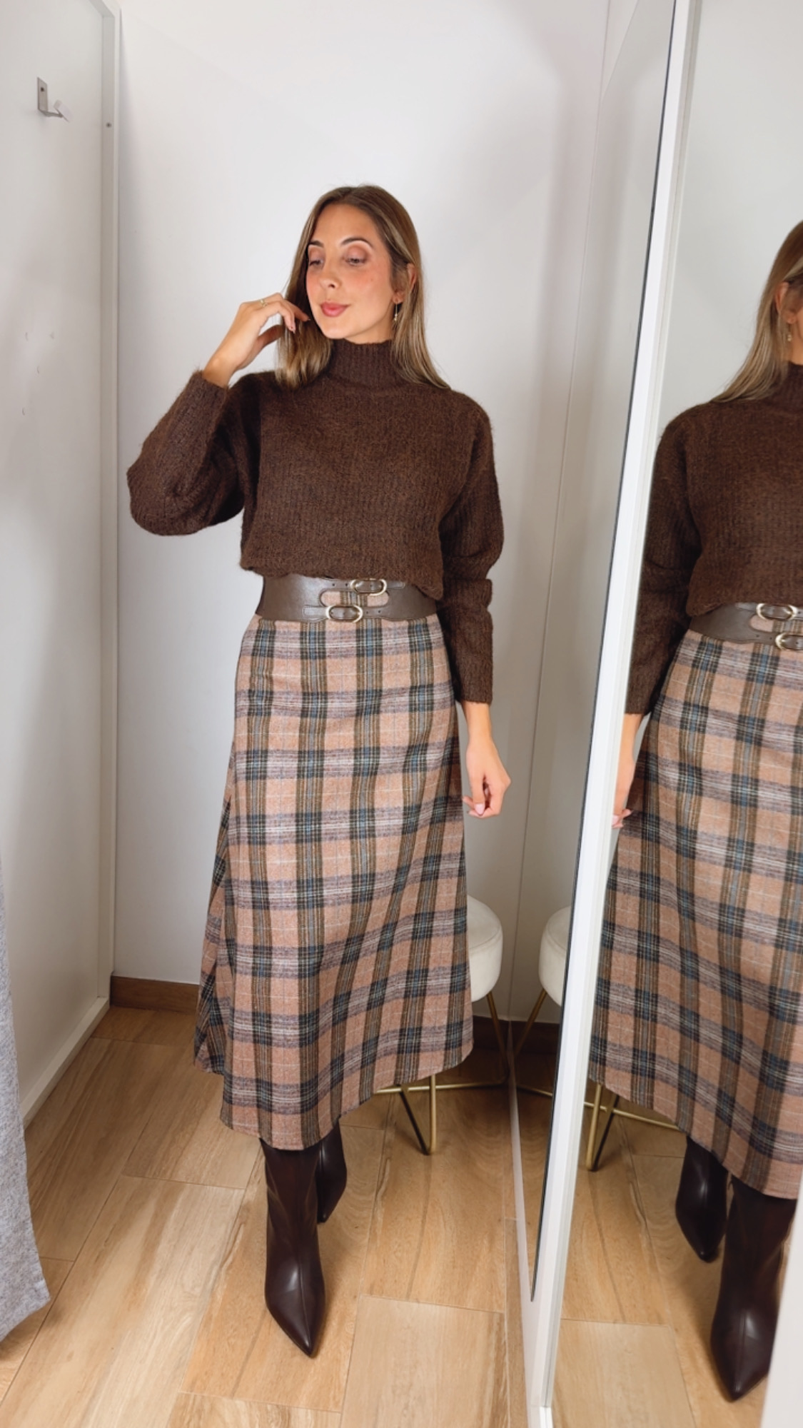 Falda Cuadros Gladys Camel