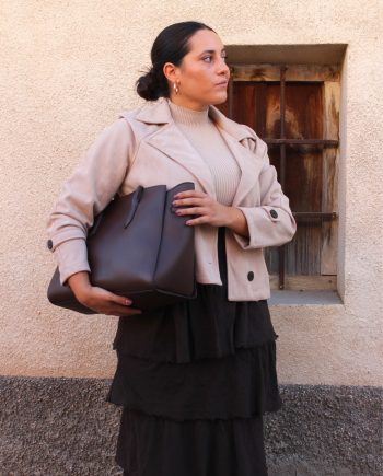 Chaqueta Efecto Ante Beige