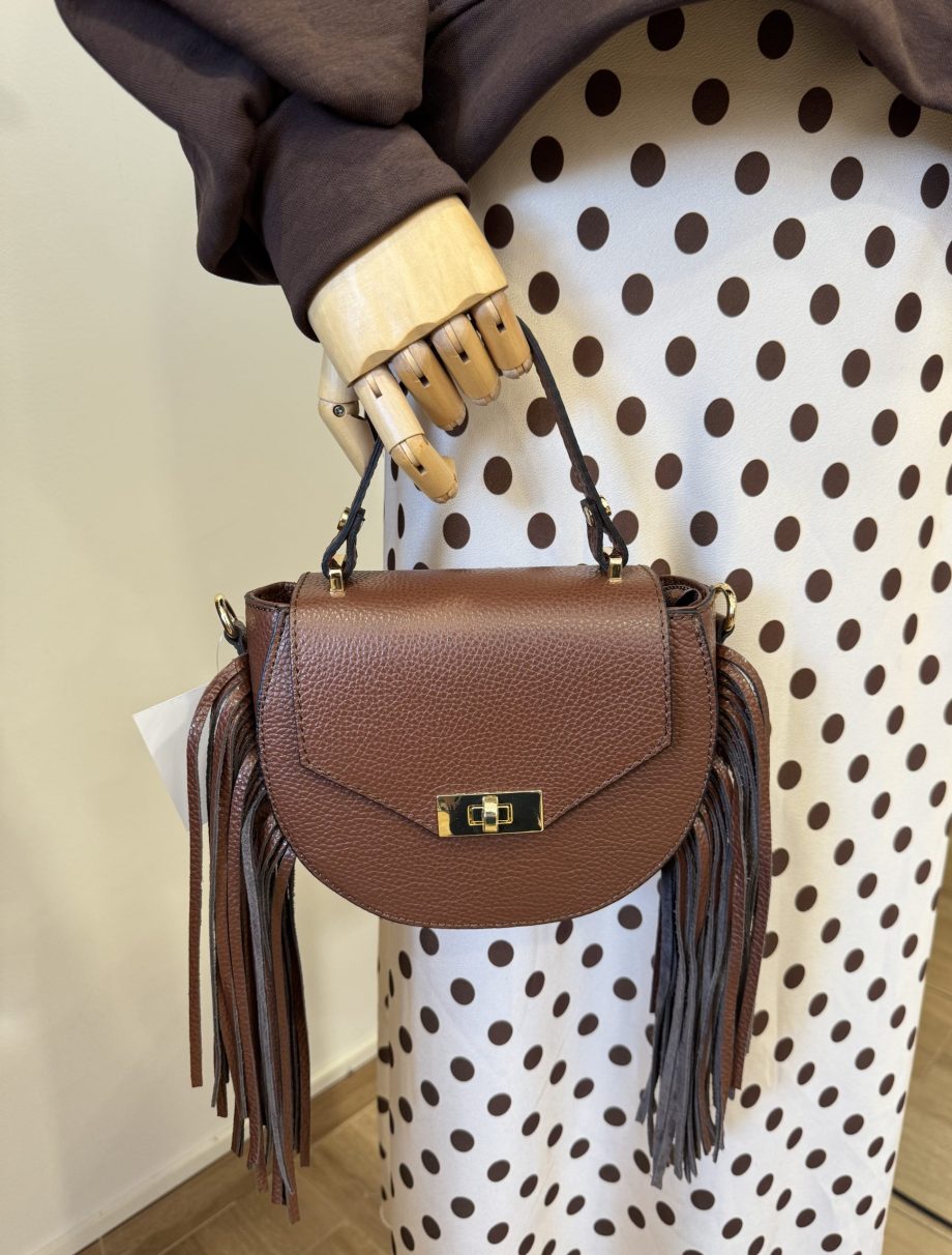 Bolso Piel Flecos Marrón