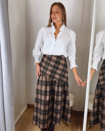 Falda Cuadros Negra y Marrón