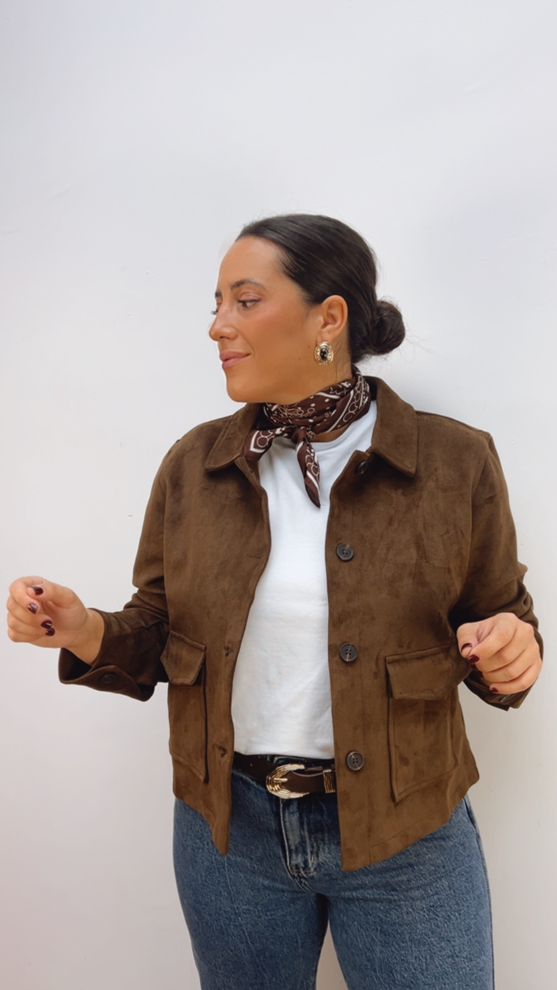 Chaqueta Ante Corta Chocolate