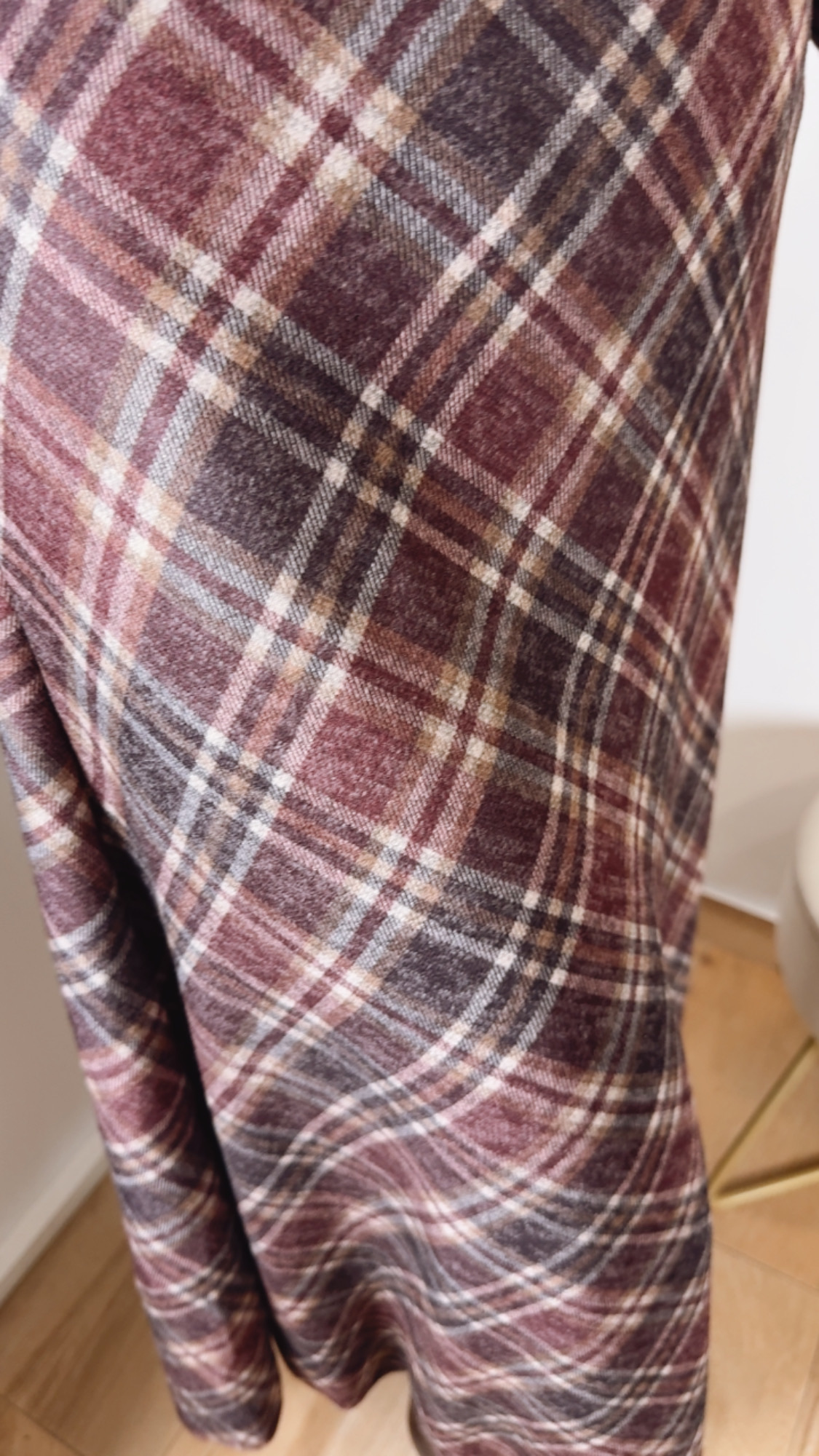 Falda Evasé Cuadros Burdeos