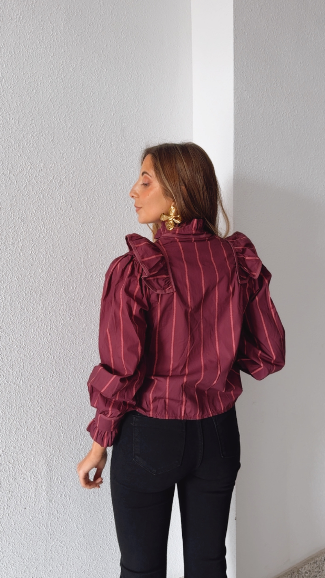 Blusa Volante Burdeos