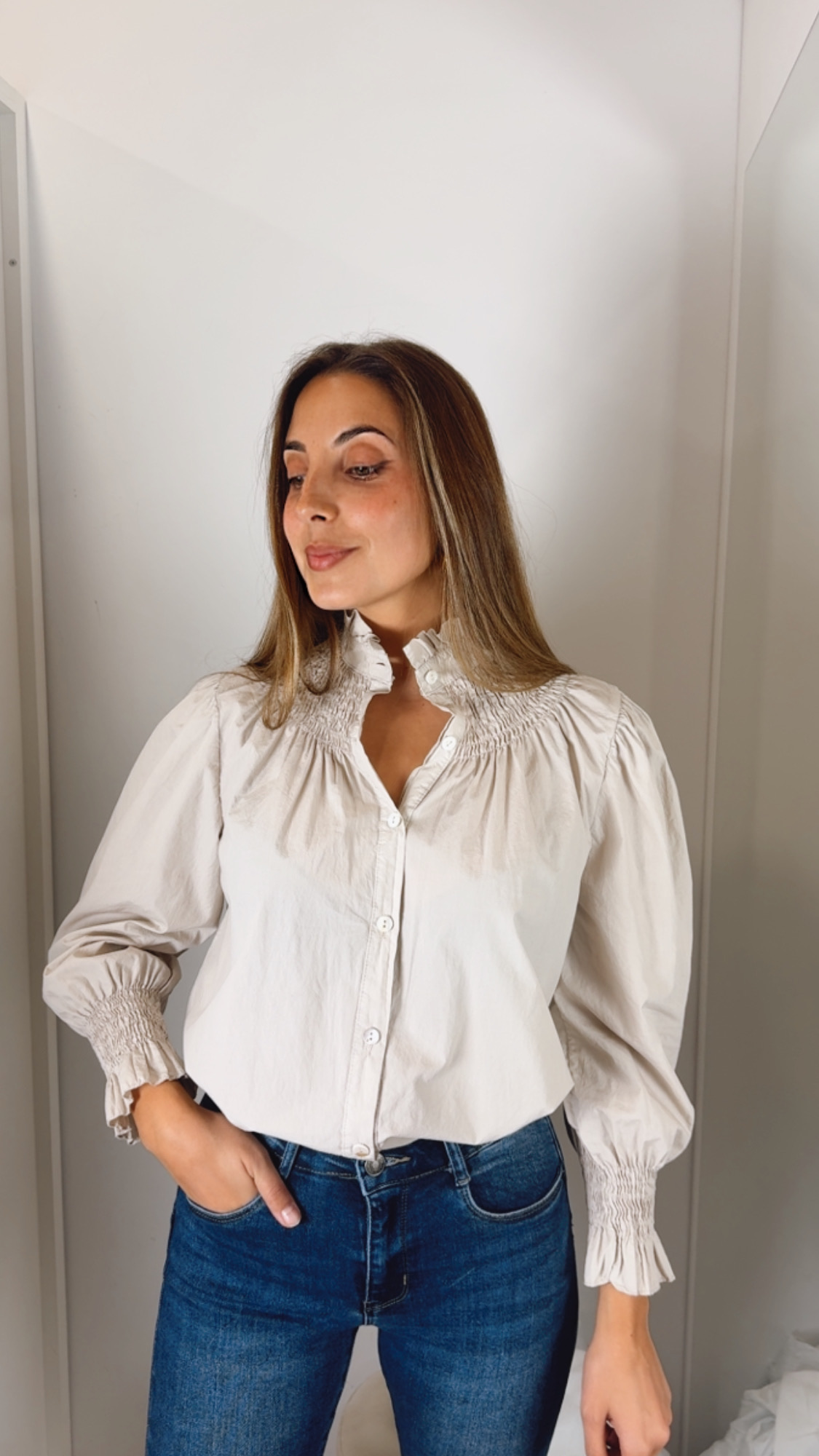 Blusa Cuello Beige