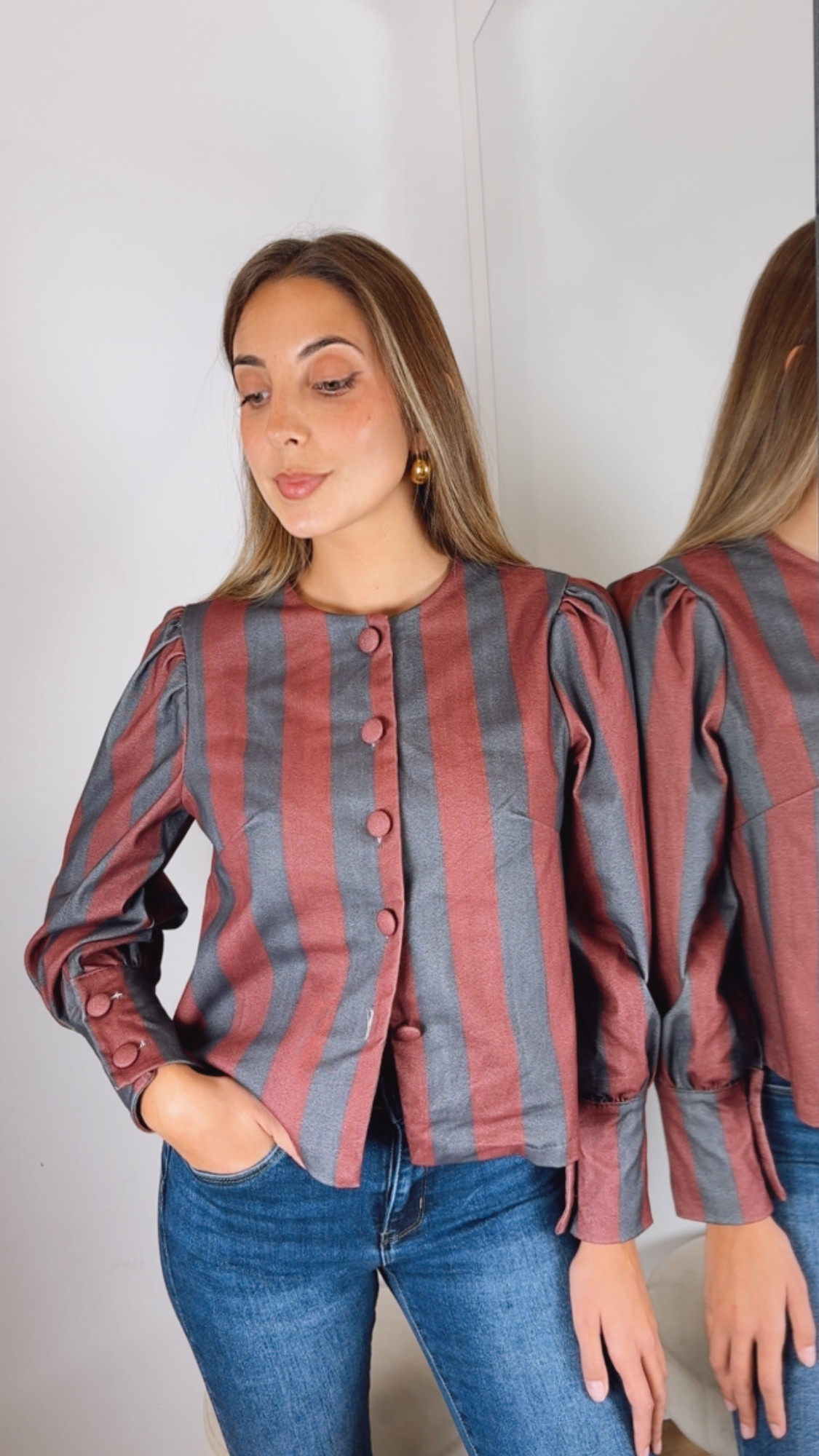 Chaqueta Rayas Teja & Gris