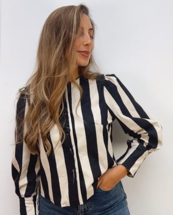 Chaqueta Rayas Negra & Cruda